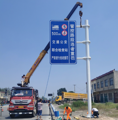 德州双悬臂标志杆、交通标志杆制作、门架立柱加工厂家